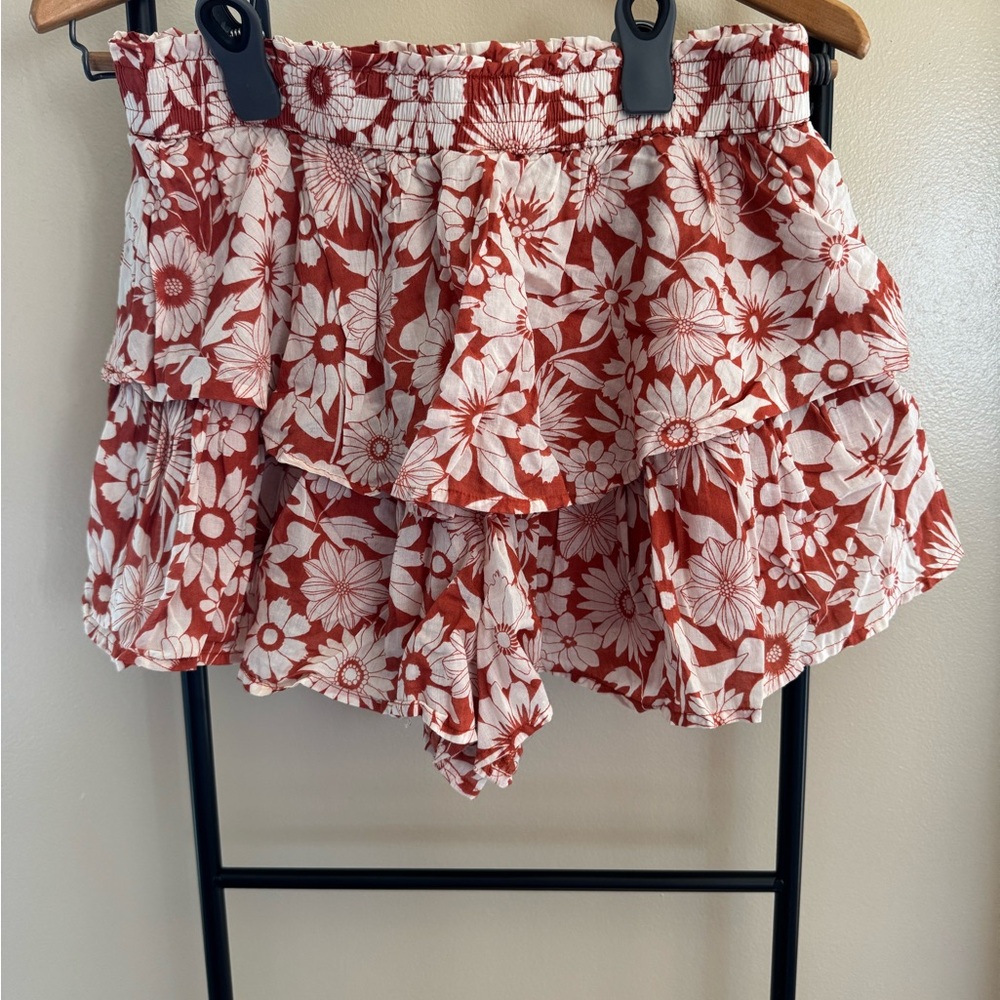 American Eagle Outfitters Red Floral Skort